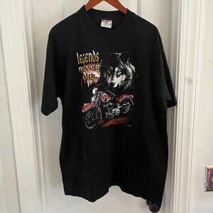 Vintage‎ 90’s Legends Never Die Wolf/ Motorcycle Graphic T